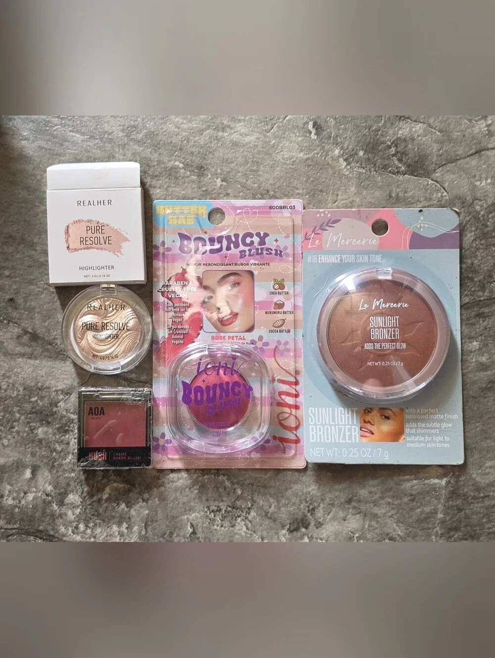 Ioni Bouncy Blush, LeMercerie Sunlight Bronzer, Realher Highlighter & More